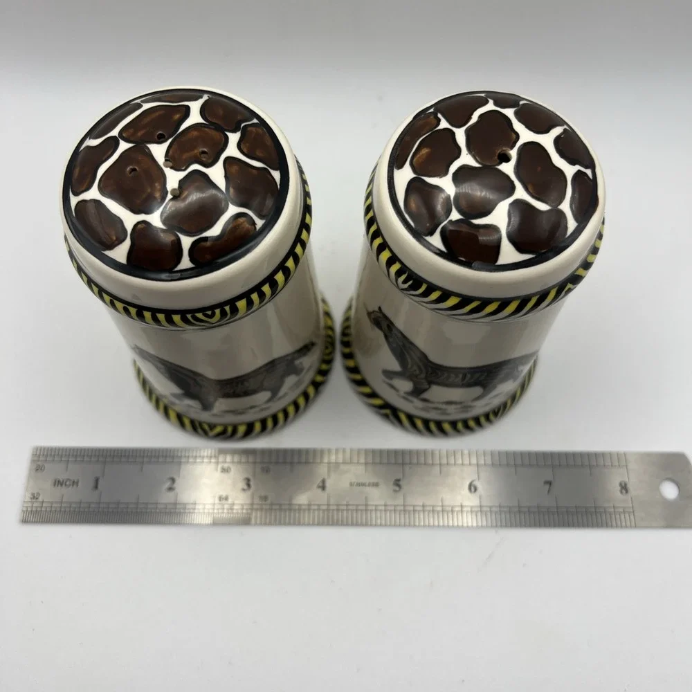 Penzo Pottery Zimbabwe Hand Painted Ceramic Salt Pepper Shakers Signed Phillip